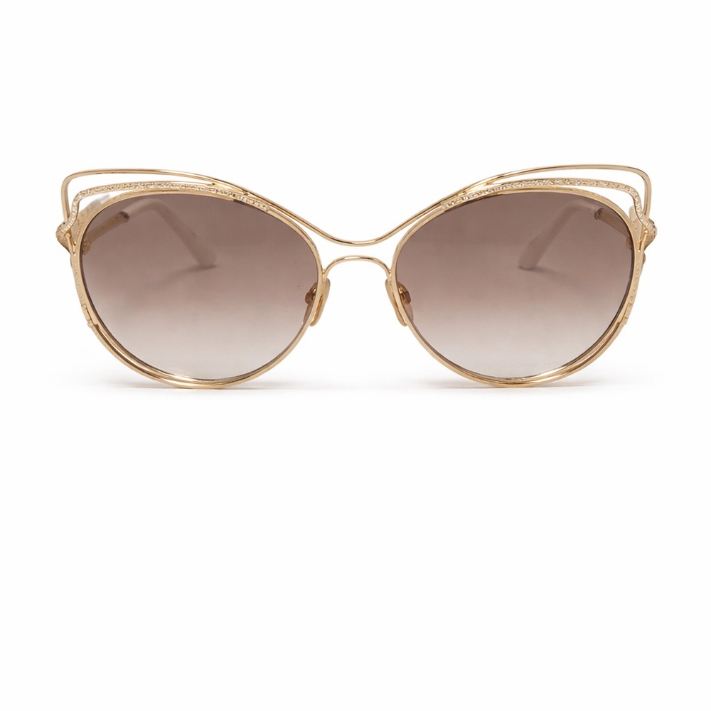 Roberto Cavalli Oversized Gold Tone Women’s Sunglasses White Temple Tips